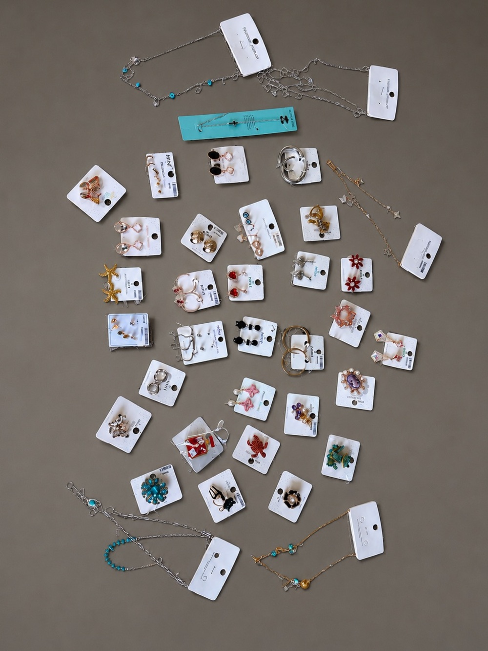 Resellers/giveaways lot of 37 pieces. Broaches earrings, necklaces all new